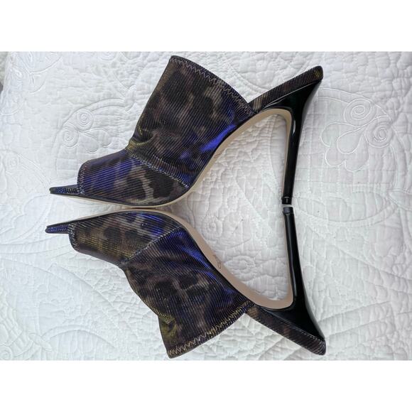 Jewel Badgley Michka Women's 7 Black/Tan Fabric Leopard Print Flocked Sole Shoe - Picture 6 of 10